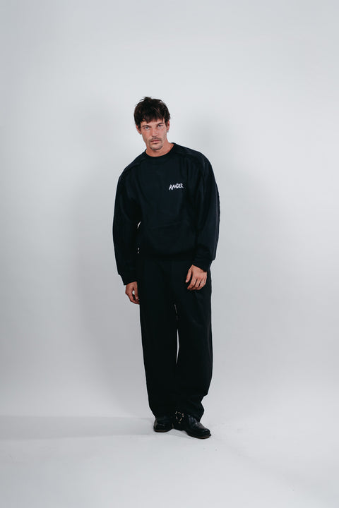 Sudadera negra sin capucha